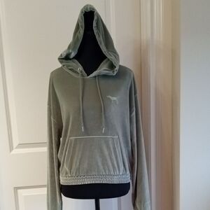 Victoria's Secret Pink Olive Velour Hoodie Size Small
